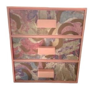 Pretty Pink & Gold Floral Pattern Three Drawer Jewelry Box Organizer